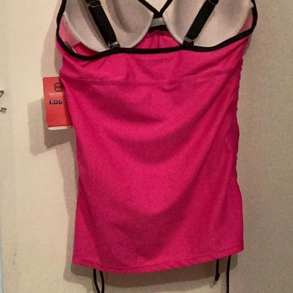 Free Country Women's Pink and Black Double Strap Tankini Top - Picture 10 of 14